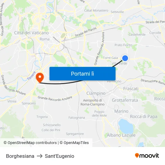 Borghesiana to Sant'Eugenio map