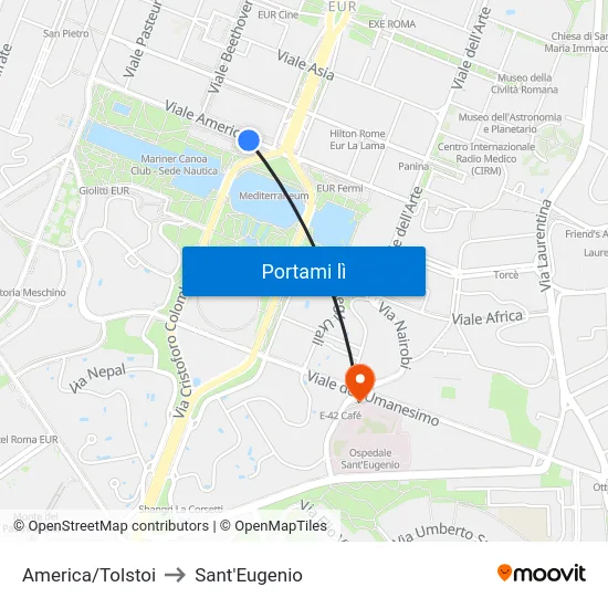 America/Tolstoi to Sant'Eugenio map