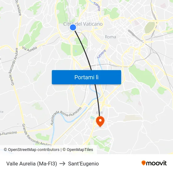 Valle Aurelia (Ma-Fl3) to Sant'Eugenio map