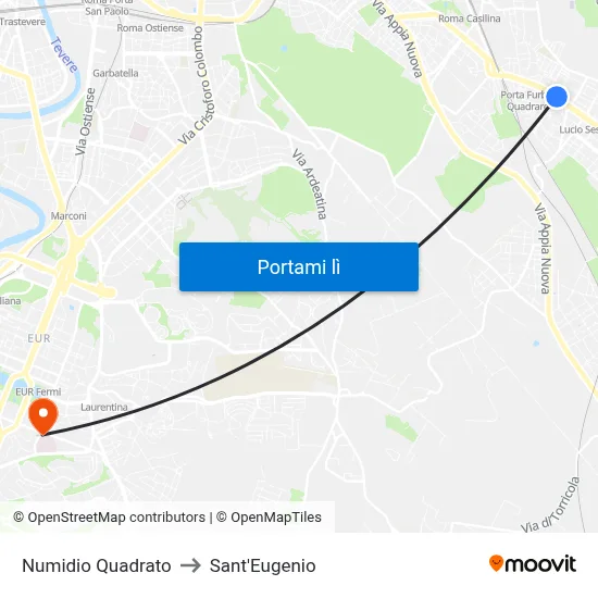 Numidio Quadrato to Sant'Eugenio map