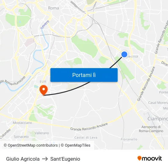 Giulio Agricola to Sant'Eugenio map