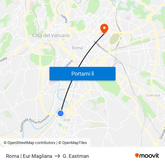 Roma | Eur Magliana to G. Eastman map