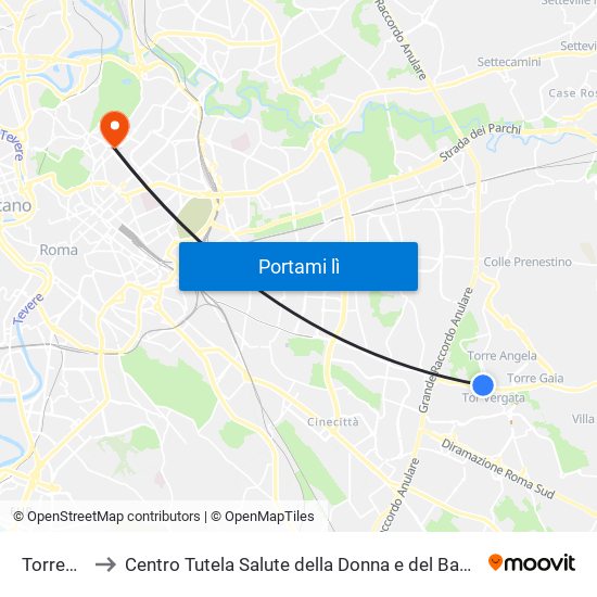 Torrenova to Centro Tutela Salute della Donna e del Bambino S. Anna map