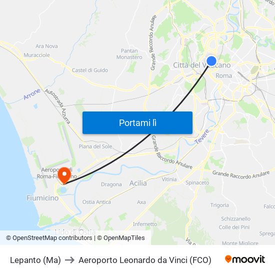 Lepanto (Ma) to Aeroporto Leonardo da Vinci (FCO) map