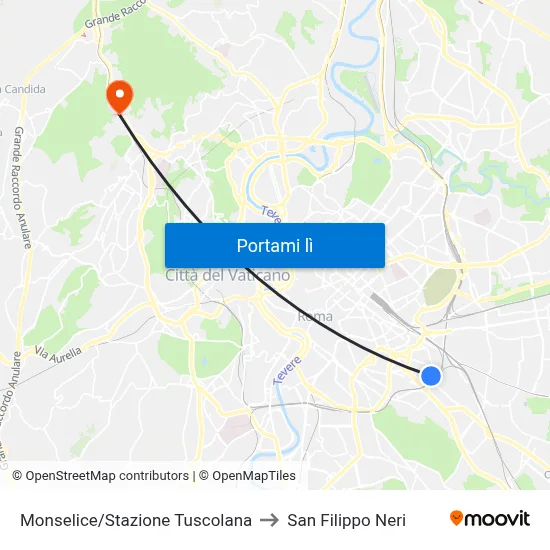Monselice/Stazione Tuscolana to San Filippo Neri map