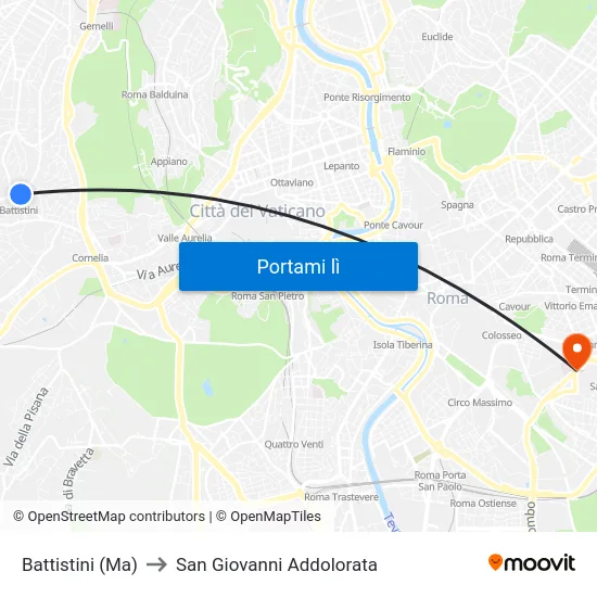 Battistini (Ma) to San Giovanni Addolorata map