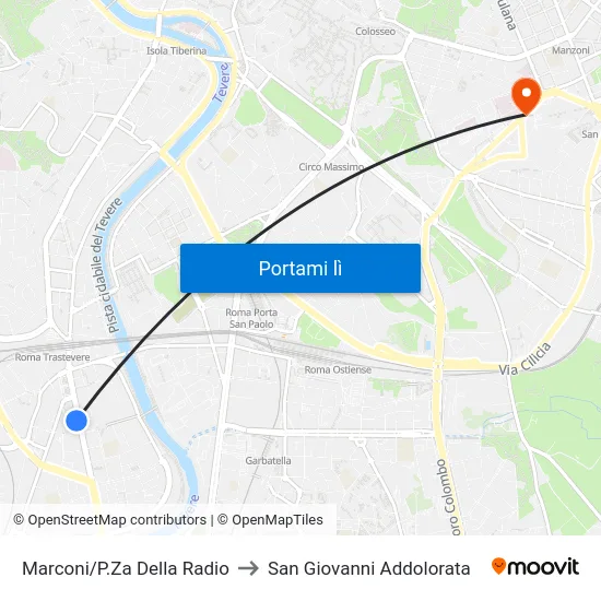 Marconi/P.Za Della Radio to San Giovanni Addolorata map