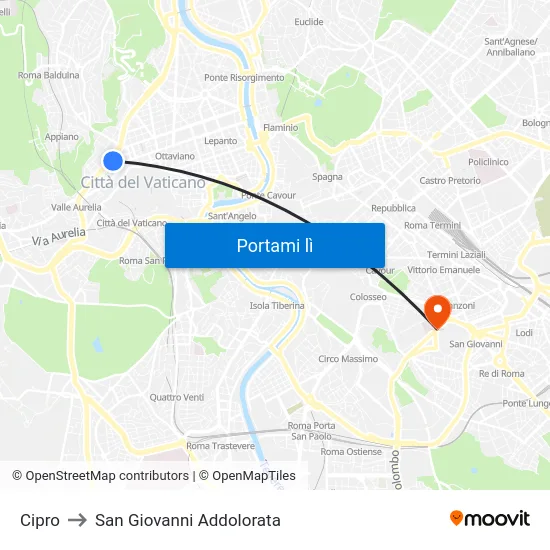 Cipro to San Giovanni Addolorata map