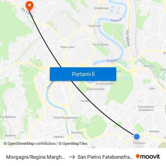 Morgagni/Regina Margherita to San Pietro Fatebenefratelli map