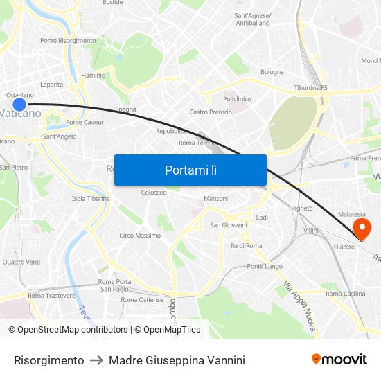 Risorgimento to Madre Giuseppina Vannini map