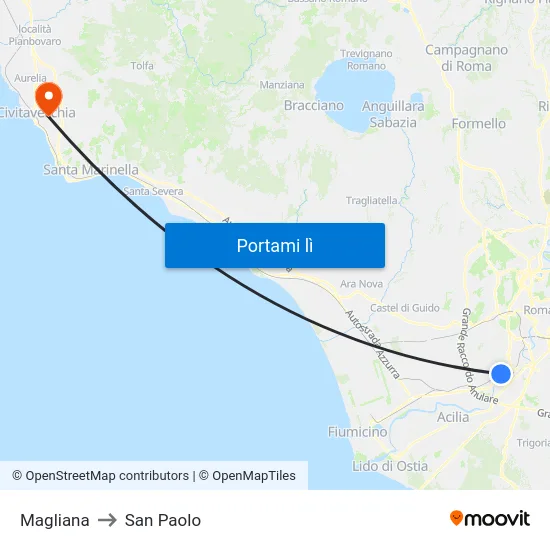 Magliana to San Paolo map