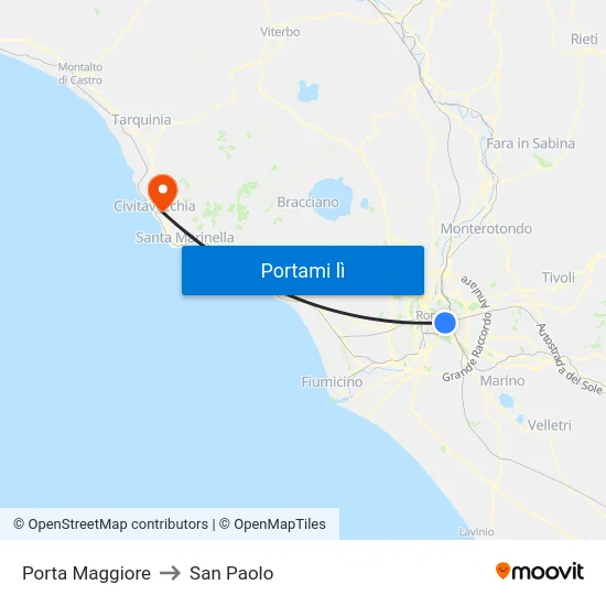 Porta Maggiore to San Paolo map