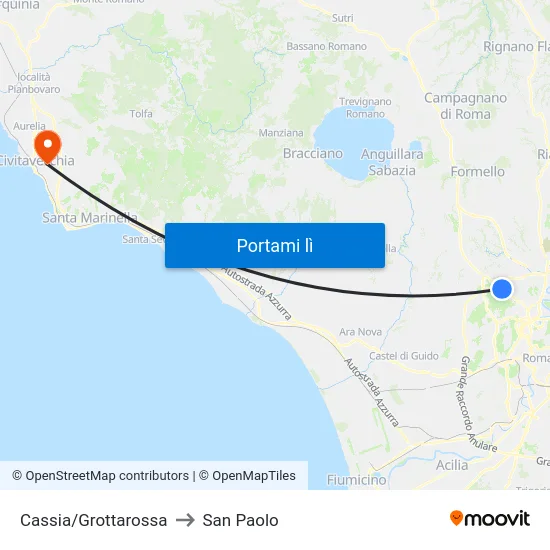 Cassia/Grottarossa to San Paolo map