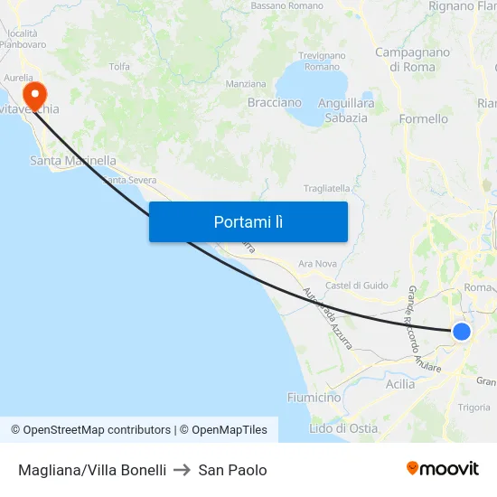 Magliana/Villa Bonelli to San Paolo map