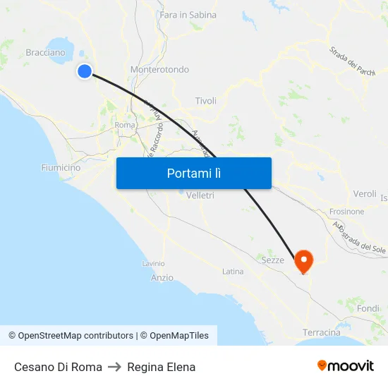 Cesano Di Roma to Regina Elena map
