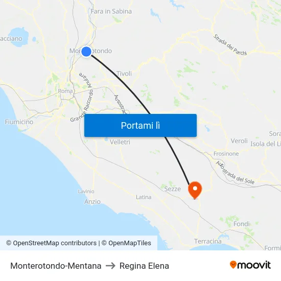 Monterotondo-Mentana to Regina Elena map