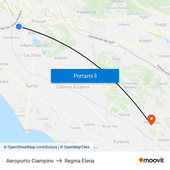 Aeroporto Ciampino to Regina Elena map