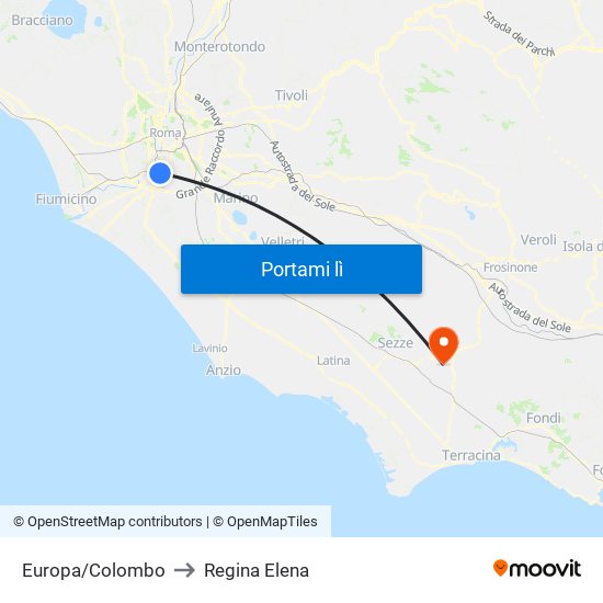 Europa/Colombo to Regina Elena map