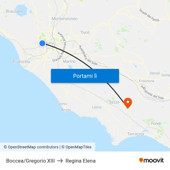 Boccea/Gregorio XIII to Regina Elena map