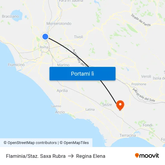 Flaminia/Staz. Saxa Rubra to Regina Elena map