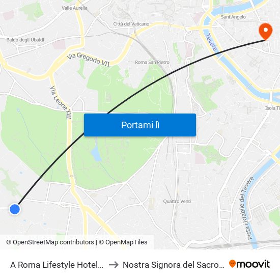 A Roma Lifestyle Hotel Rome to Nostra Signora del Sacro Cuore map