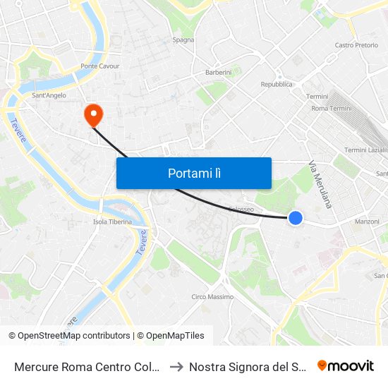 Mercure Roma Centro Colosseo Rome to Nostra Signora del Sacro Cuore map