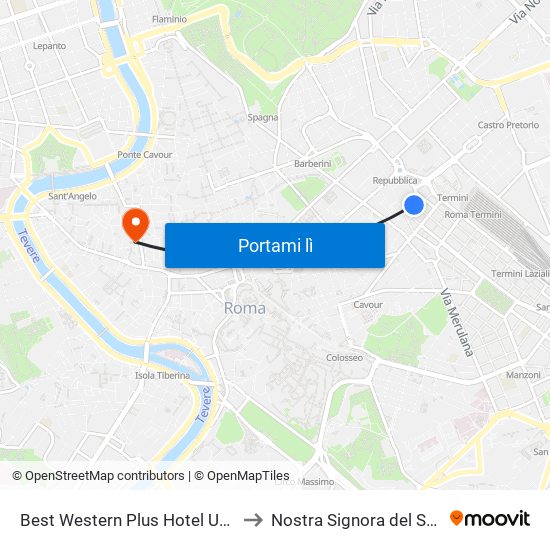 Best Western Plus Hotel Universo Rome to Nostra Signora del Sacro Cuore map