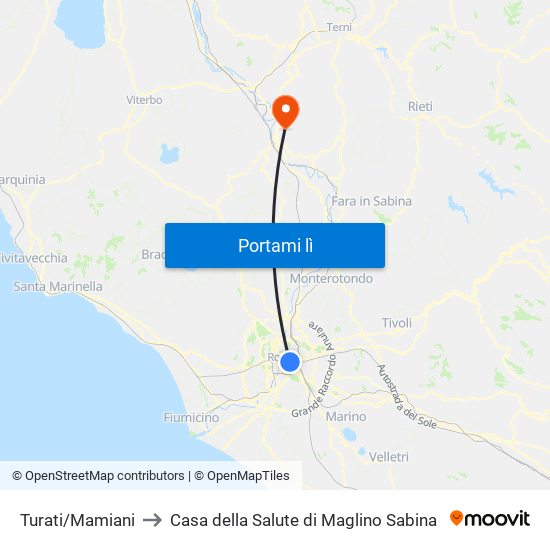 Turati/Mamiani to Casa della Salute di Maglino Sabina map