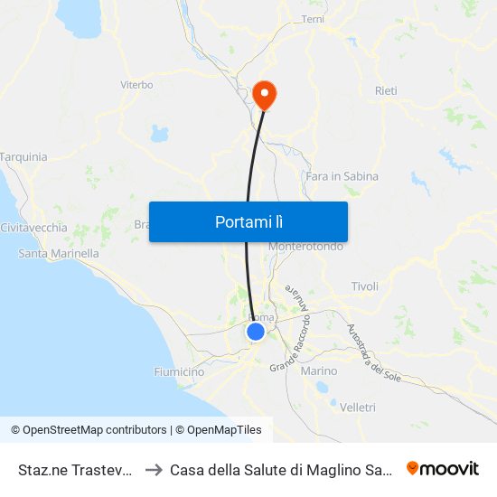 Staz.ne Trastevere to Casa della Salute di Maglino Sabina map