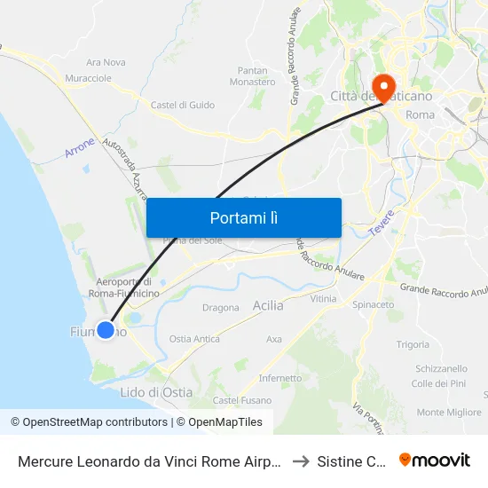 Mercure Leonardo da Vinci Rome Airport Fiumicino to Sistine Chapel map
