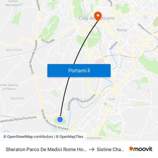 Sheraton Parco De Medici Rome Hotel to Sistine Chapel map