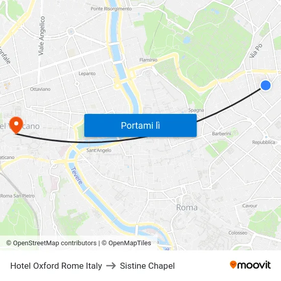 Hotel Oxford Rome Italy to Sistine Chapel map