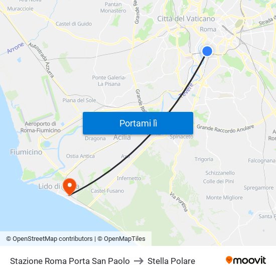 Stazione Roma Porta San Paolo to Stella Polare map