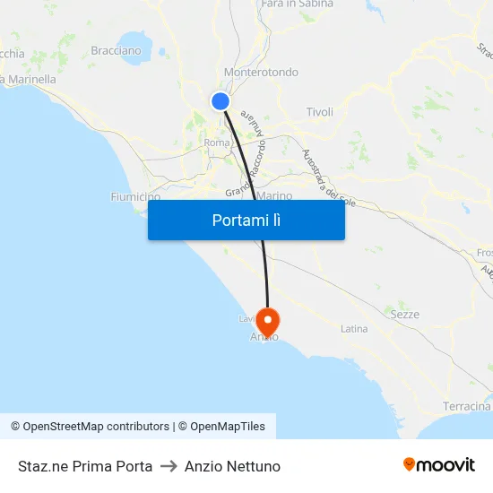 Staz.ne Prima Porta to Anzio Nettuno map
