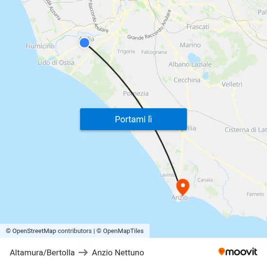 Altamura/Bertolla to Anzio Nettuno map