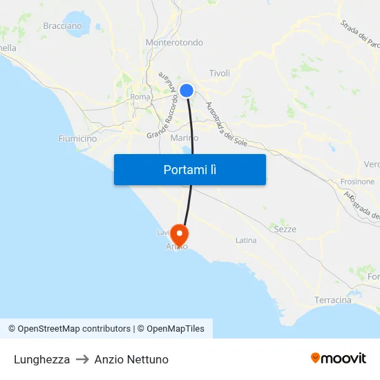 Lunghezza to Anzio Nettuno map