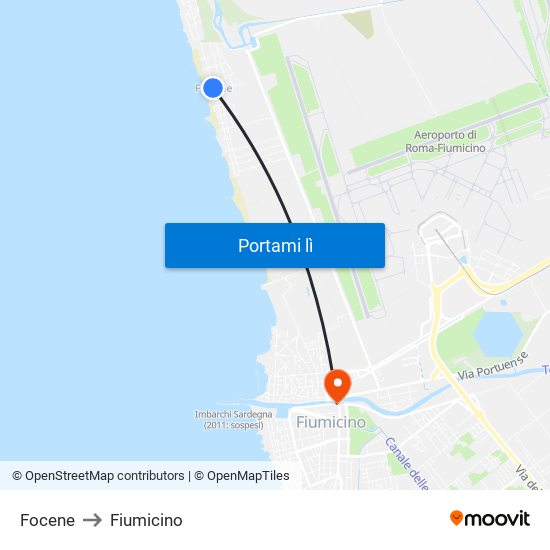 Focene to Fiumicino map