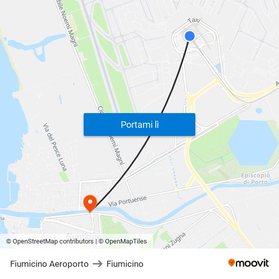 Fiumicino Aeroporto to Fiumicino map