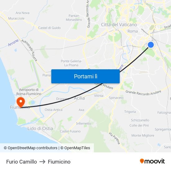 Furio Camillo to Fiumicino map