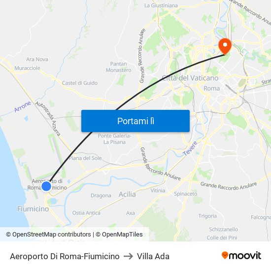 Aeroporto Di Roma-Fiumicino to Villa Ada map