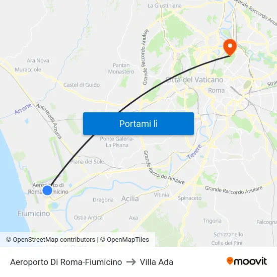 Aeroporto Di Roma-Fiumicino to Villa Ada map