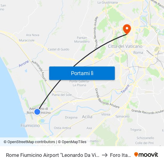Rome Fiumicino Airport "Leonardo Da Vinci" (Fco) to Foro Italico map