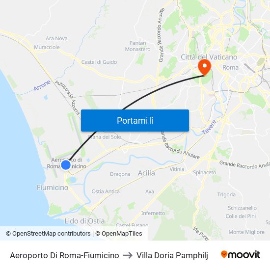 Aeroporto Di Roma-Fiumicino to Villa Doria Pamphilj map