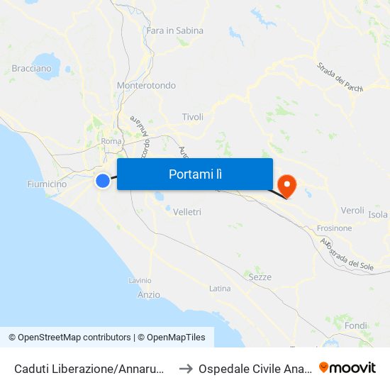 Caduti Liberazione/Annarumma to Ospedale Civile Anagni map