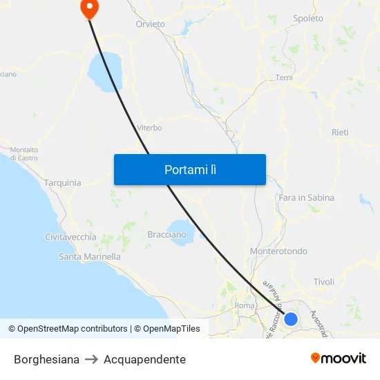 Borghesiana to Acquapendente map