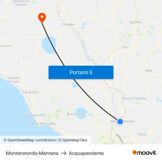 Monterotondo-Mentana to Acquapendente map