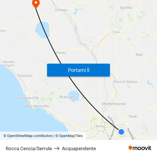 Rocca Cencia/Serrule to Acquapendente map