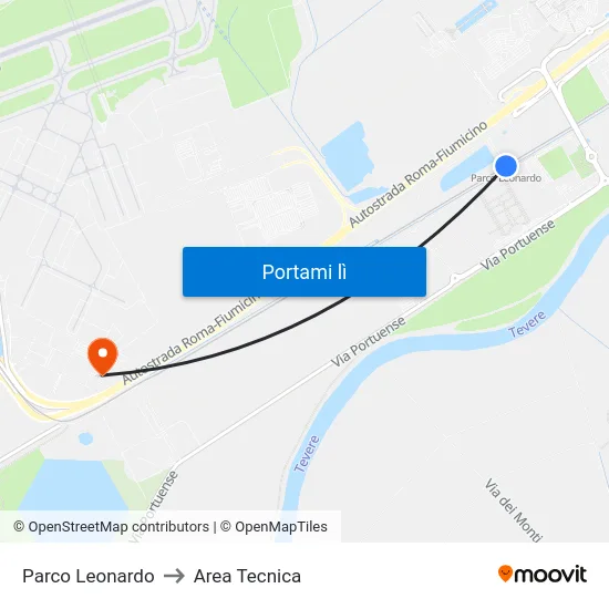 Parco Leonardo to Area Tecnica map