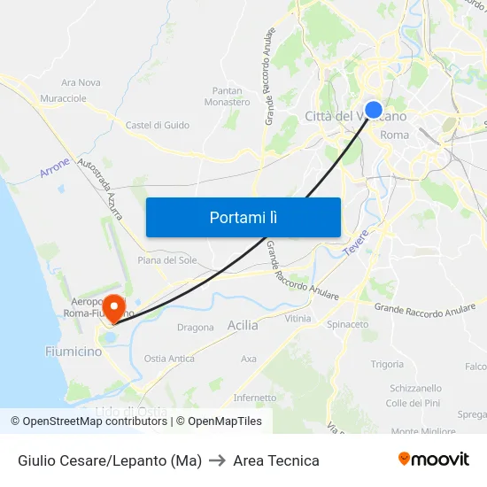 Giulio Cesare/Lepanto (Ma) to Area Tecnica map