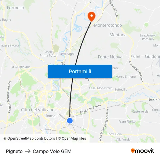 Pigneto to Campo Volo GEM map